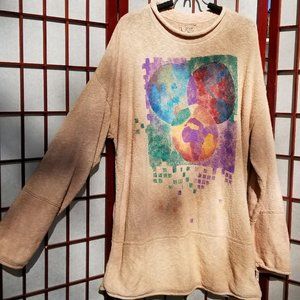 Steel Pony Vintage Boho Tunic Sweater OS Handpainted